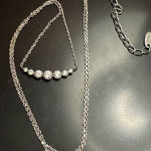 925 Sterling Silver Necklace with CZ Bar Pendant